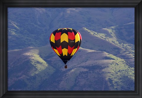 Framed Hot Air Balloon and Mountains, South Island, New Zealand Print