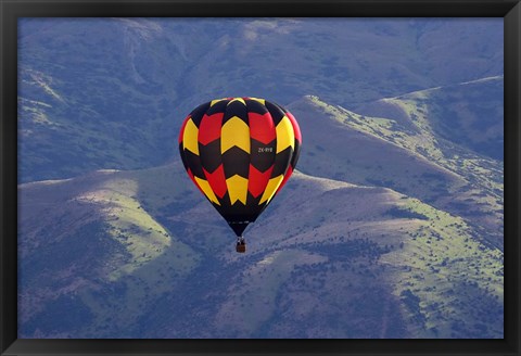 Framed Hot Air Balloon and Mountains, South Island, New Zealand Print