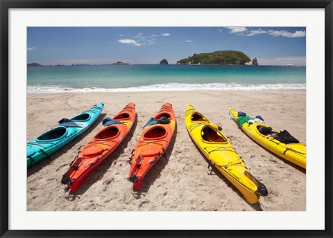 Framed Kayaks on Beach, Hahei, Coromandel Peninsula, North Island, New Zealand Print