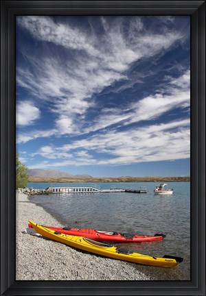 Framed Kayaks, Lake Ohau, Canterbury, South Island, New Zealand Print