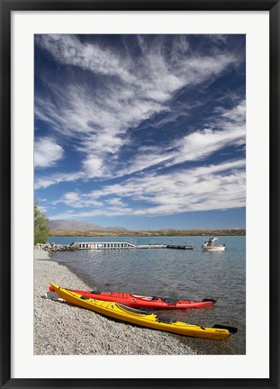 Framed Kayaks, Lake Ohau, Canterbury, South Island, New Zealand Print