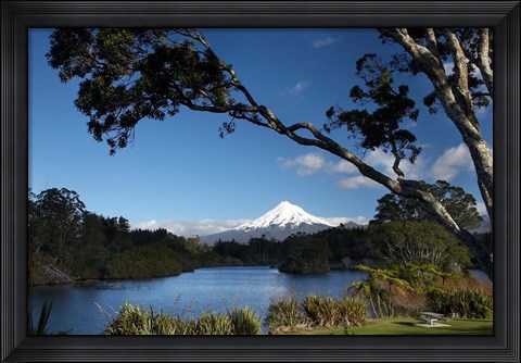 Framed Lake Mangamahoe, Mt Taranaki, North Island, New Zealand Print