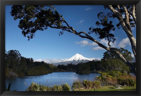 Framed Lake Mangamahoe, Mt Taranaki, North Island, New Zealand Print