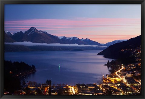 Framed Lake Wakatipu, Queenstown, South Island, New Zealand Print