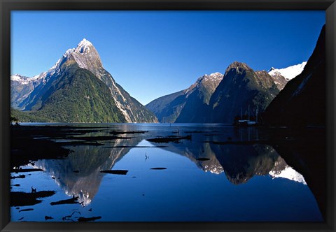 Framed Mitre Peak &amp; Milford Sound, Fiordland National Park, New Zealand Print