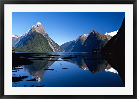 Framed Mitre Peak &amp; Milford Sound, Fiordland National Park, New Zealand Print