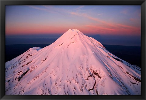 Framed Mountain Alpenglow, Taranaki, North Island, New Zealand Print