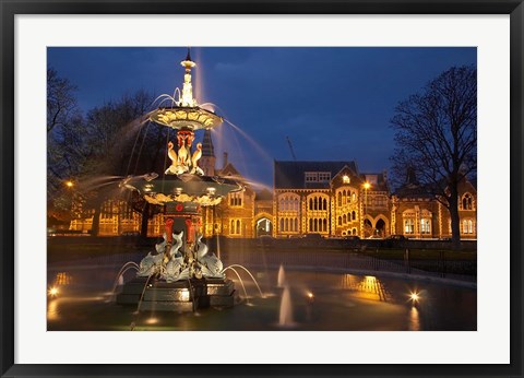 Framed New Zealand, Canterbury, Christchurch, Peacock Fountain Print
