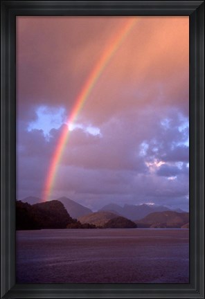 Framed New Zealand, Cascade Cove, Fiordland NP, Rainbow Print