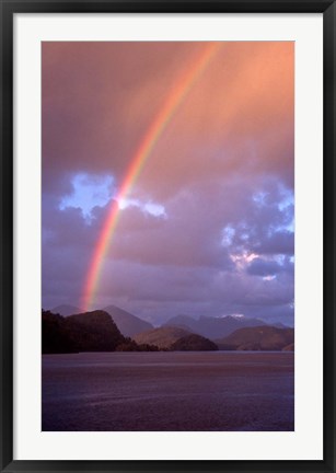 Framed New Zealand, Cascade Cove, Fiordland NP, Rainbow Print