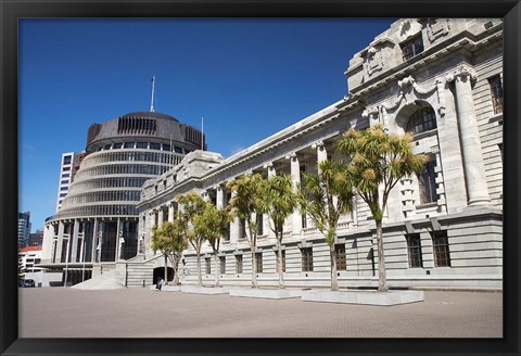 Framed New Zealand, Wellington, The Beehive and Parliament House Print