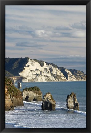 Framed Three Sisters, White Cliffs, North Island, New Zealand Print