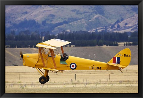 Framed Tiger Moth Biplane, Wanaka, South Island, New Zealand Print