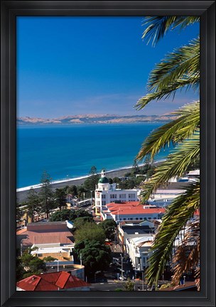 Framed View of Hawke&#39;s Bay, Napier, New Zealand Print
