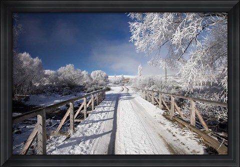 Framed Winter, Bridge, Maniototo, South Island, New Zealand Print