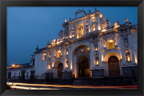 Framed Cathedral in Square, Antigua, Guatemala Print