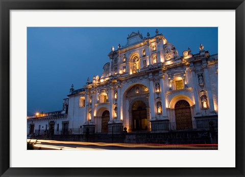 Framed Cathedral in Square, Antigua, Guatemala Print