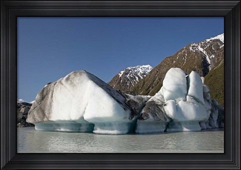 Framed Icebergs in Tasman Glacier Terminal Lake, Canterbury, South Island, New Zealand Print