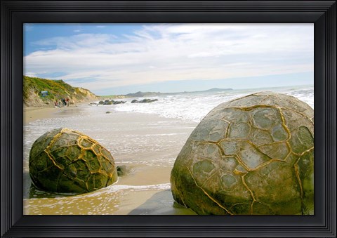Framed Koekohe Beach, New Zealand, Moeraki boulders, rocks Print