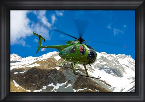 Framed New Zealand, Arrowsmith Range, Helicopter Print