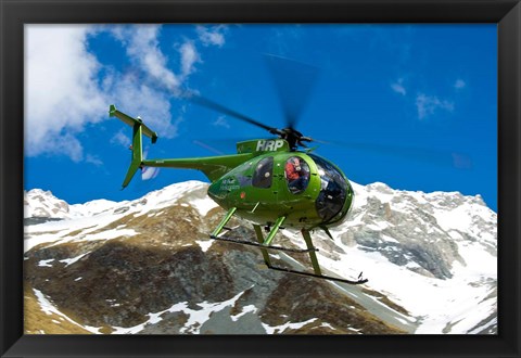 Framed New Zealand, Arrowsmith Range, Helicopter Print