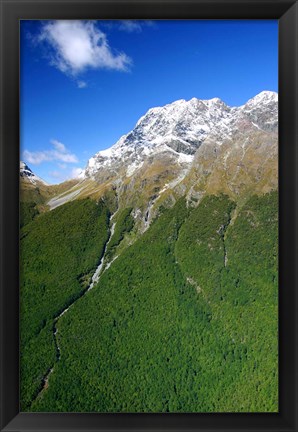 Framed New Zealand, Milford Sound, Majestic fjords, waterfalls Print