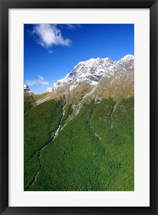 Framed New Zealand, Milford Sound, Majestic fjords, waterfalls Print