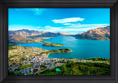 Framed View Towards Queenstown, South Island, New Zealand Print