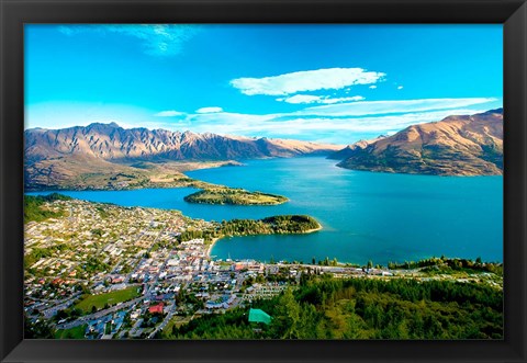 Framed View Towards Queenstown, South Island, New Zealand Print