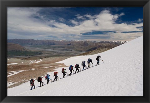 Framed New Zealand, South Island, Potts Range, Climbing Print