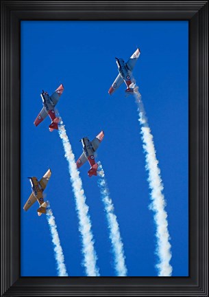Framed Aerobatic display by North American Harvards, or T-6 Texans, or SNJ, Airshow Print