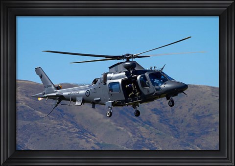 Framed RNZAF Augustawestland A109 helicopter, Warbirds over Wanaka, warplane, New Zealand Print