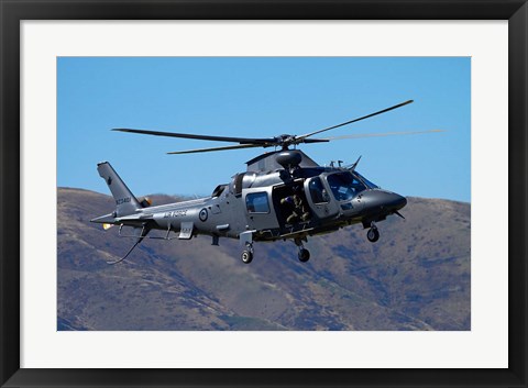 Framed RNZAF Augustawestland A109 helicopter, Warbirds over Wanaka, warplane, New Zealand Print