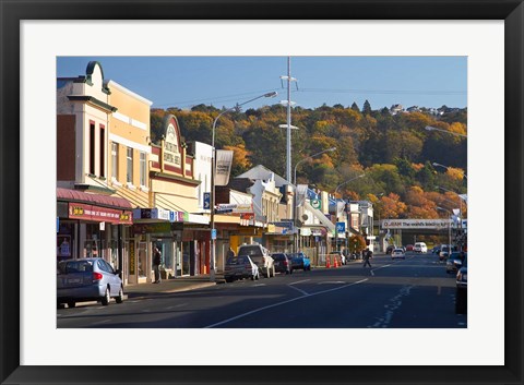 Framed Shops on King Edward Street, Autumn, Dunedin, South Island, New Zealand Print