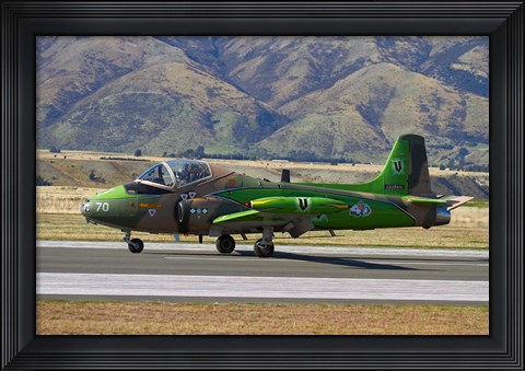 Framed Strikemaster jet, Warbirds over Wanaka, War plane, South Island, New Zealand Print