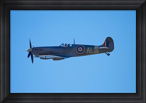 Framed Supermarine Spitfire, British and allied WWII War Plane, South Island, New Zealand Print