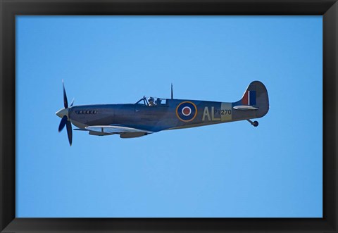 Framed Supermarine Spitfire, British and allied WWII War Plane, South Island, New Zealand Print