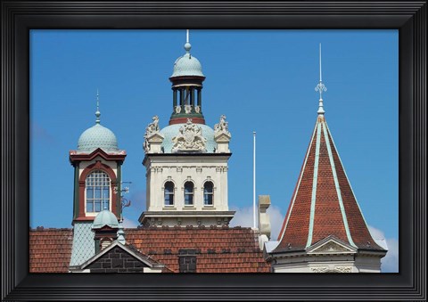 Framed Turrets, Spires &amp; Clock Tower, Historic Railway Station, Dunedin, South Island, New Zealand Print