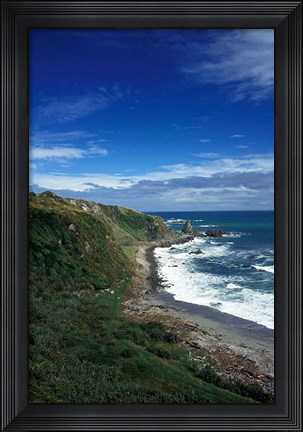 Framed New Zealand, South Island, Cape Foulwind coastline Print
