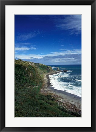 Framed New Zealand, South Island, Cape Foulwind coastline Print