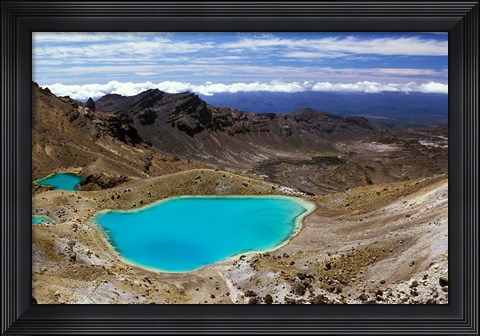 Framed New Zealand, Tongariro NP, Mountain, Emerald Lakes Print
