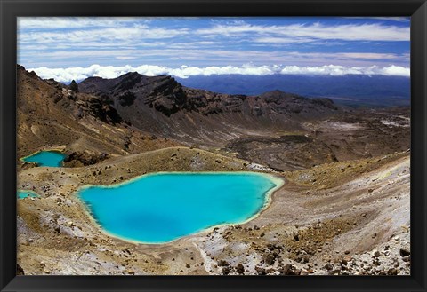 Framed New Zealand, Tongariro NP, Mountain, Emerald Lakes Print