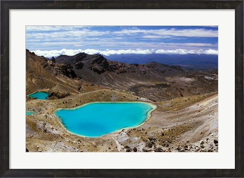 Framed New Zealand, Tongariro NP, Mountain, Emerald Lakes Print