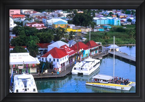 Framed Aerial View, St John, Antigua Print