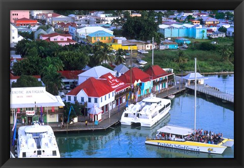 Framed Aerial View, St John, Antigua Print