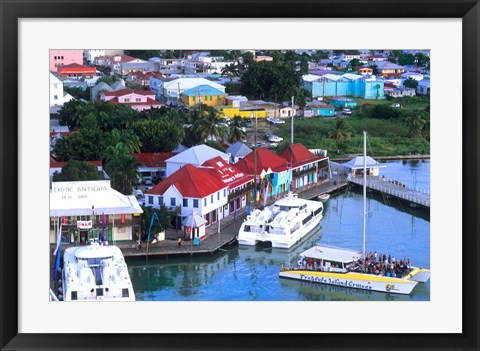 Framed Aerial View, St John, Antigua Print