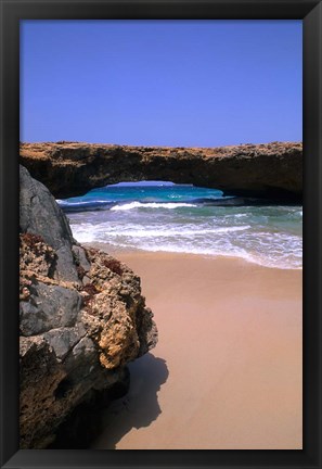 Framed Natural Beach Bridge, Aruba, Caribbean Print