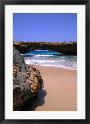 Framed Natural Beach Bridge, Aruba, Caribbean Print