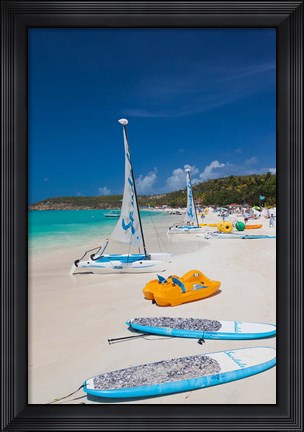 Framed Antigua, Dickenson Bay, beach, sailboats Print