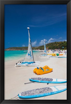 Framed Antigua, Dickenson Bay, beach, sailboats Print